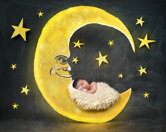 Newborn Baby Sleeping on Night Star